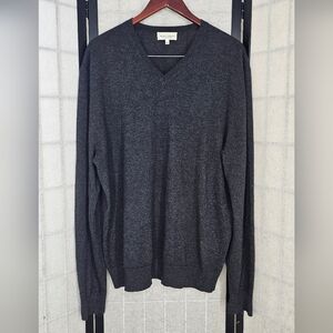Neiman Marcus Cashmere V-Neck Sweater Size XXL Dark Gray